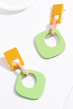 Cato Tiered Link Rubber Earrings> Earrings