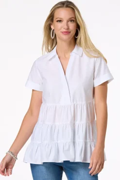 Cato Tiered Poplin Tunic> Tops