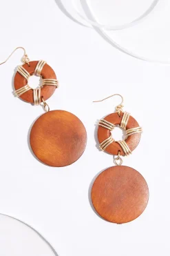 Cato Tiered Wood Disc Earrings> Earrings