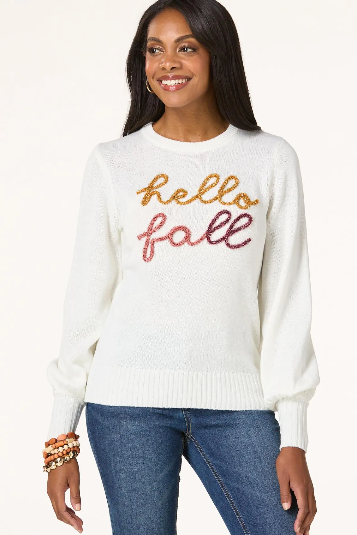 Cato Tinseled Hello Fall Sweater> Sweaters