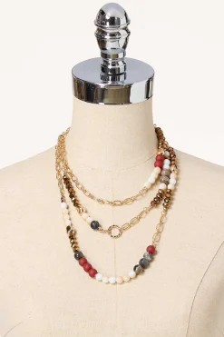 Cato Triple Row Layered Bead Necklace> Necklaces