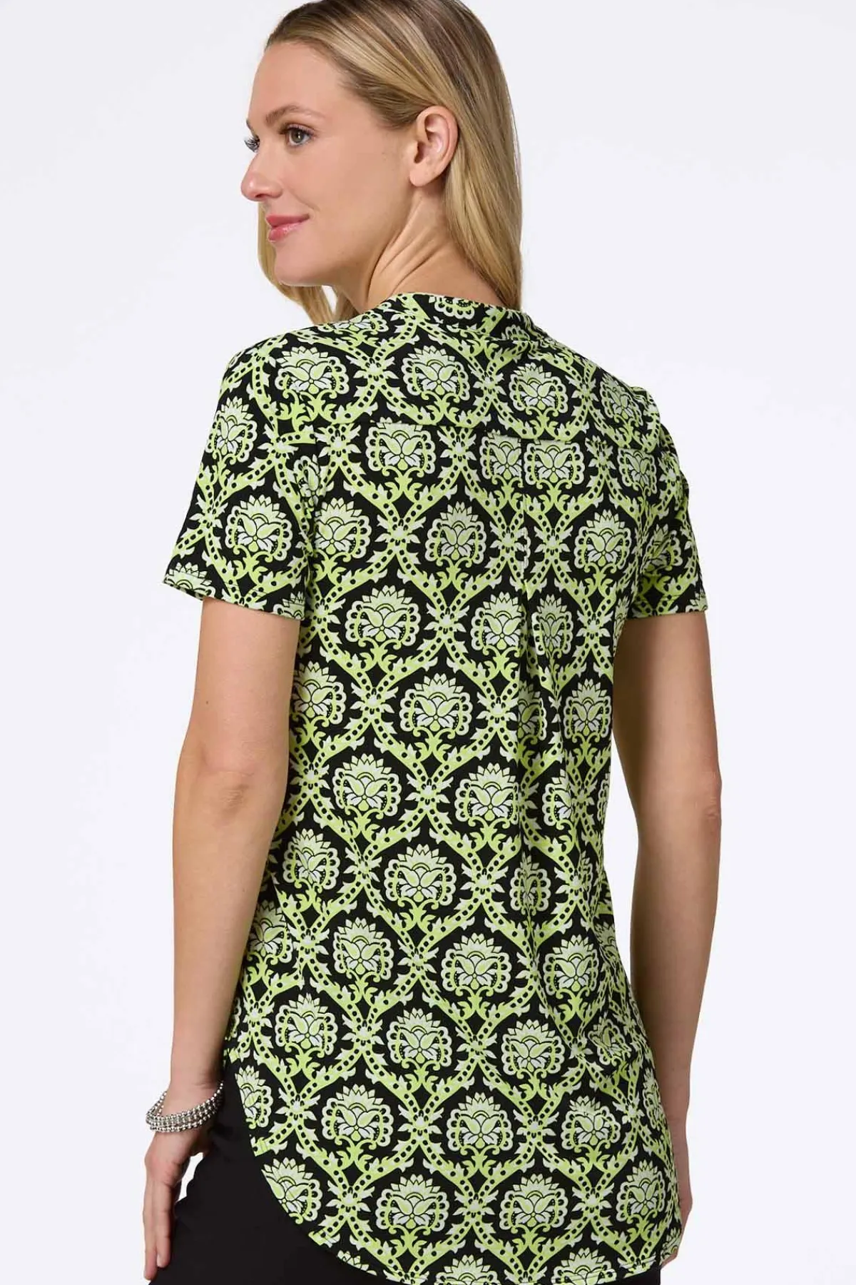 Cato Tropical Lime Medallion Top> Tops