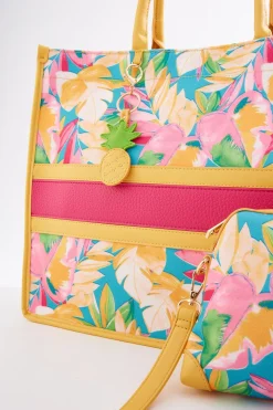 Cato Tropical Print Canvas Tote Set> Handbags