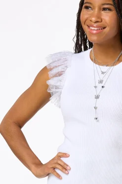 Cato Tulle Sleeve Sweater Tank><noscript><img width=