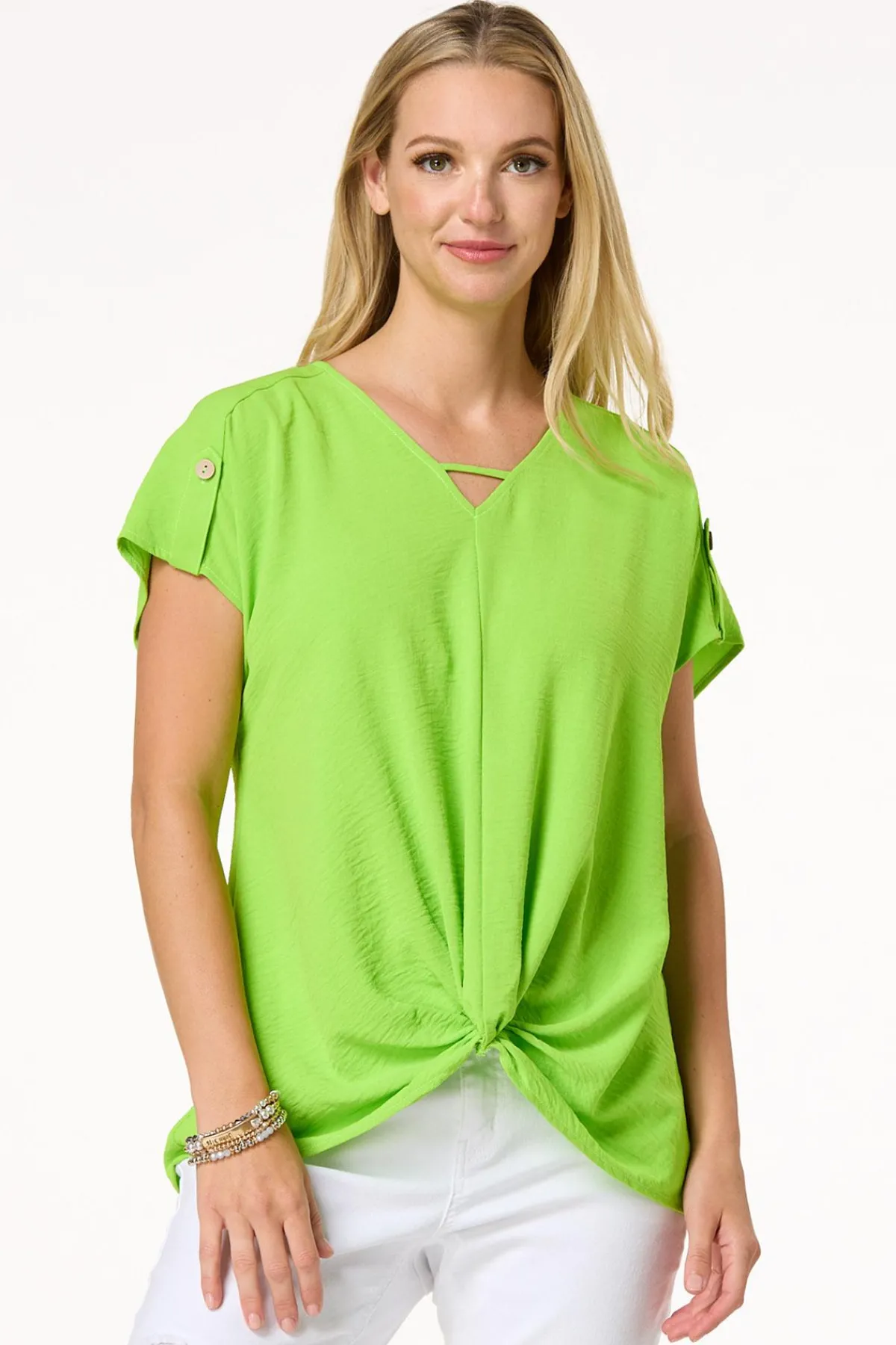Cato Twist Hem V- Neck Top> Tops