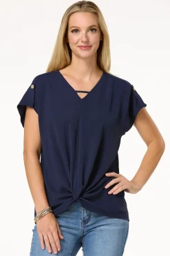 Cato Twist Hem V- Neck Top><noscript><img width=
