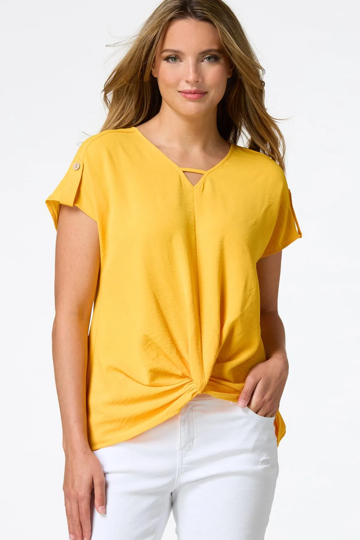 Cato Twist Hem V- Neck Top> Tops