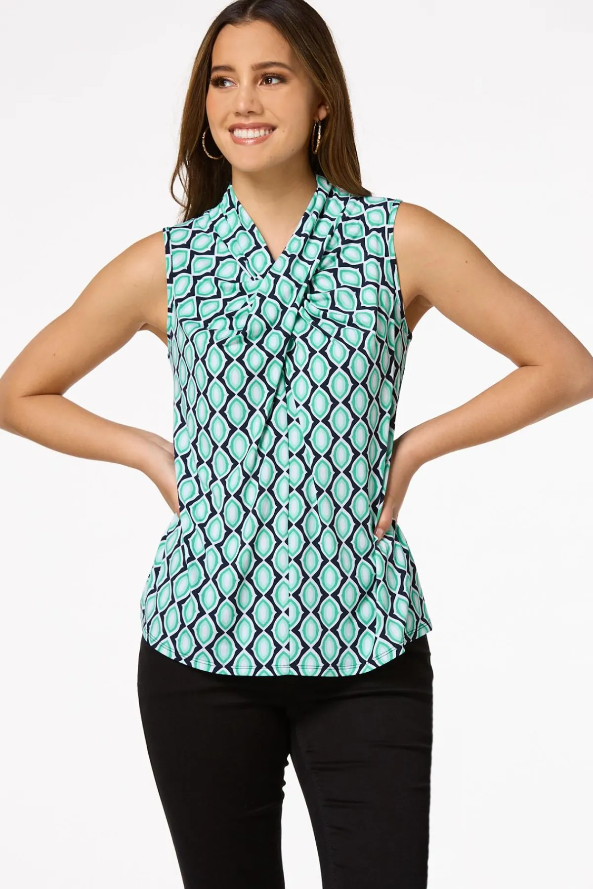 Cato Twisted Sea Green Tank> Tops