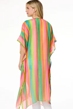 Cato Vibrant Stripe Sequin Trim Cover- Up> Cover Ups