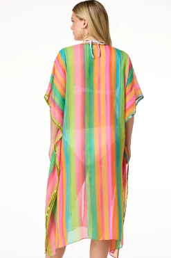 Cato Vibrant Stripe Sequin Trim Cover- Up><noscript><img width=