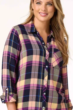 Cato Waffled Berry Plaid Shirt><noscript><img width=