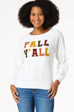 Cato Waffled Fall Y ` All Top> Tops
