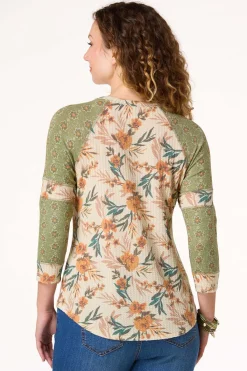 Cato Waffled Floral Baseball Top> Tops