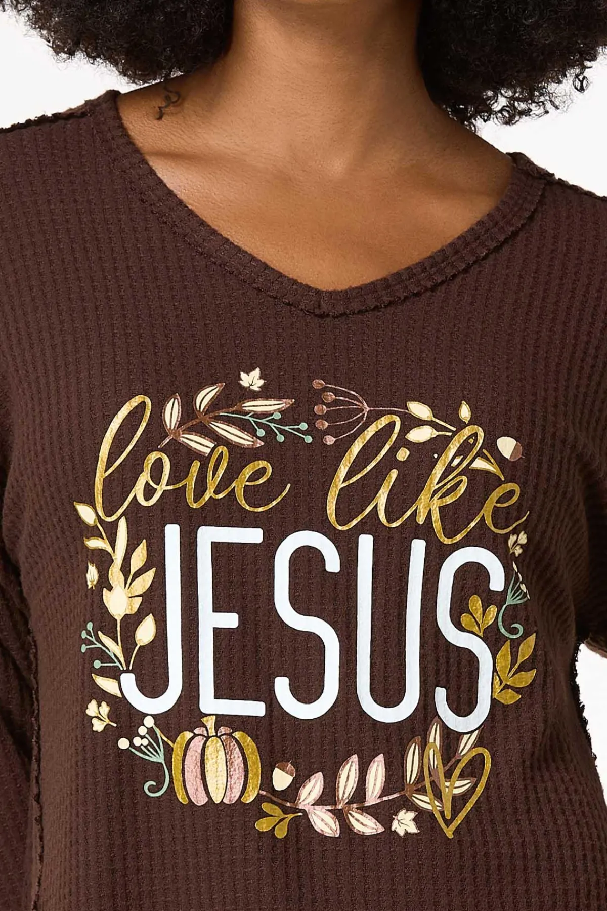 Cato Waffled Love Like Jesus Top> Tops