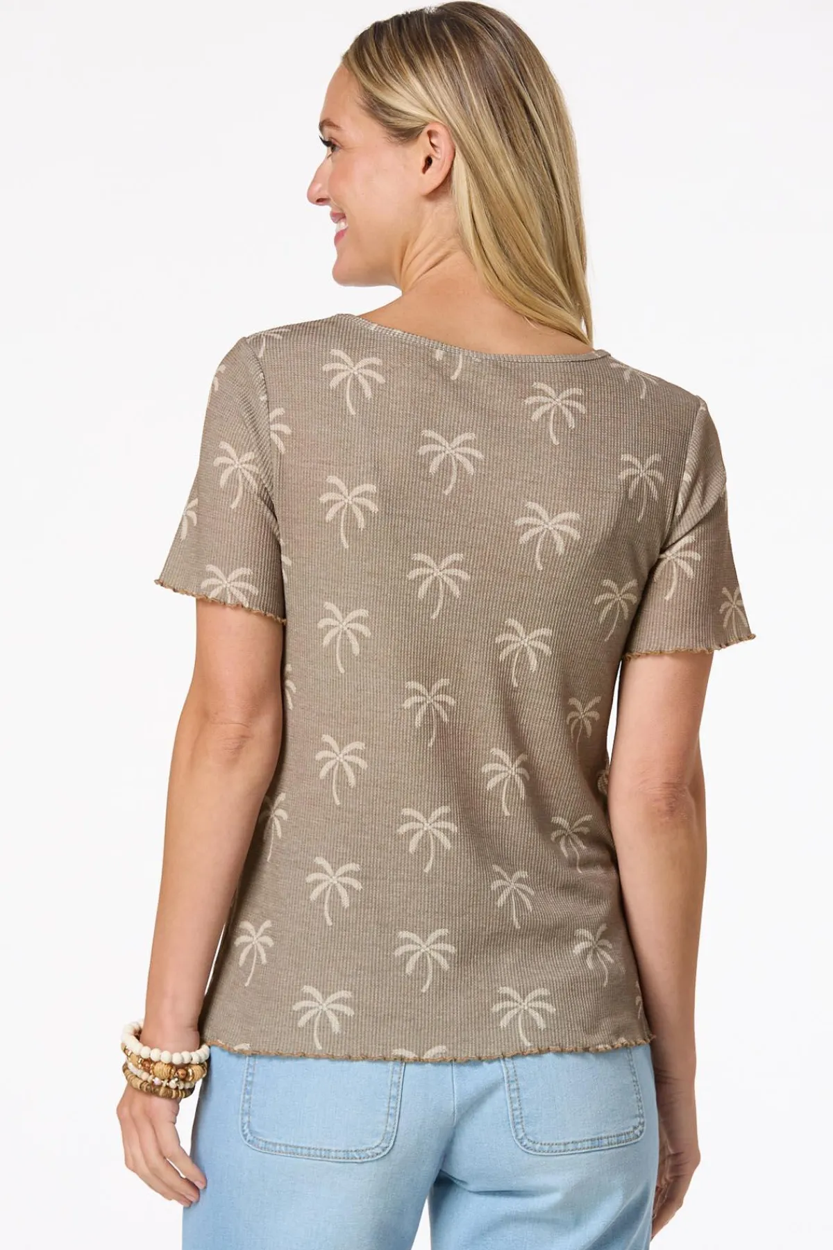 Cato Waffled Palm Leaf Top> Tops