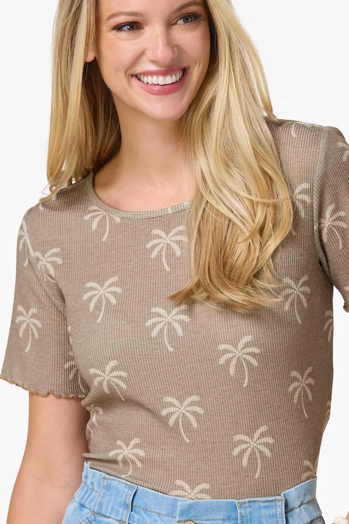 Cato Waffled Palm Leaf Top> Tops