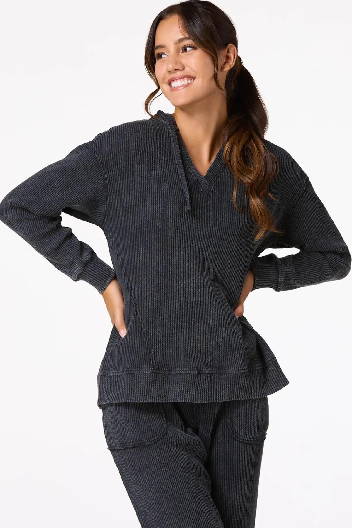 Cato Waffled Vintage Hoodie> Athleisure|Tops