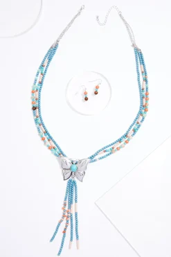 Cato Western Wood Butterfly Necklace Set> Sets|Necklaces