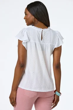 Cato White Crochet Eyelet Top> Tops