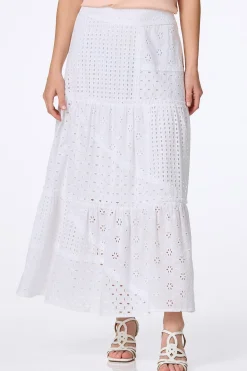 Cato White Eyelet Maxi Skirt> Skirts