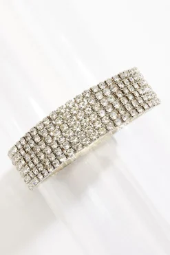 Cato Wide Rhinestone Stretch Bracelet> Social Occasion|Bracelets