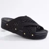 Cato Wide Width Fabric Crossband Wedge Sandals> Wide Width