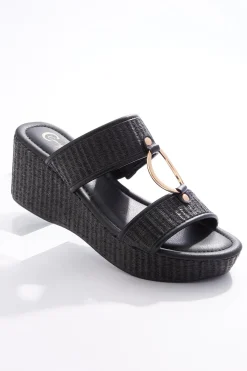 Cato Wide Width Raffia Two Band Wedges> Wide Width
