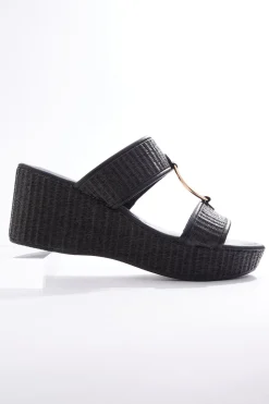 Cato Wide Width Raffia Two Band Wedges> Wide Width
