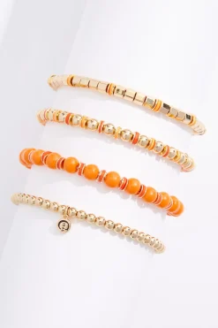 Cato Wood Ball Gold Stretch Bracelet Set> Bracelets