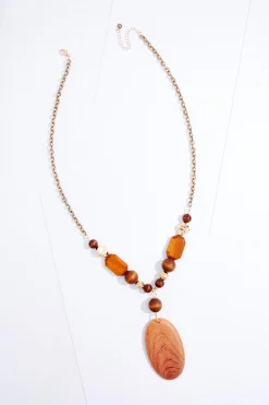 Cato Wood Brushed Pendant Long Necklace> Necklaces