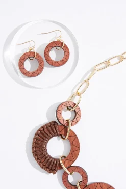 Cato Wood Cutout Necklace Set><noscript><img width=