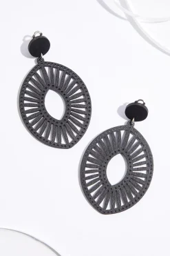 Cato Wood Fan Clip- On Earrings> Earrings