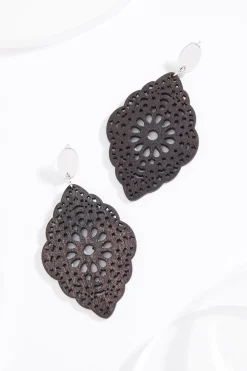 Cato Wood Filigree Cut Out Dangle Earrings> Earrings
