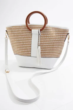 Cato Wood Handle Paneled Satchel> Handbags