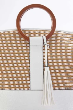 Cato Wood Handle Paneled Satchel> Handbags