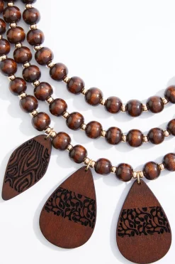Cato Wood Layered Short Necklace><noscript><img width=