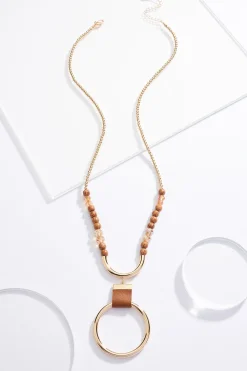Cato Wood Metal Circle Pendant Necklace> Necklaces