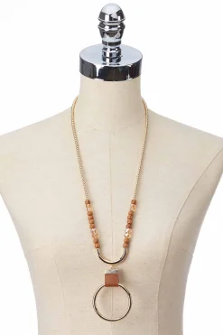 Cato Wood Metal Circle Pendant Necklace> Necklaces