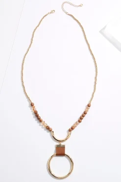 Cato Wood Metal Circle Pendant Necklace> Necklaces