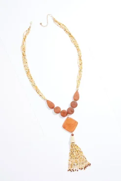 Cato Wood Multi Bead Tassel Necklace> Necklaces