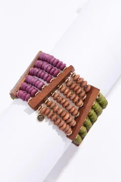 Cato Wood Row Stretch Bracelet> Bracelets