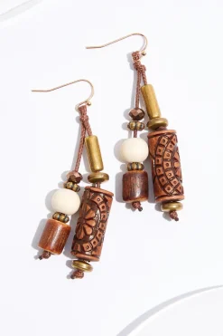 Cato Wood Tasseled Earrings> Earrings