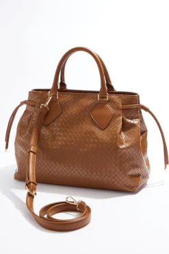 Cato Woven Effect Cinched Satchel> Handbags