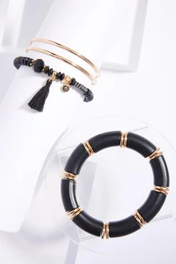 Cato Xl Black Wood Gold Multi Bracelet Set> Bracelets