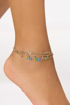 Cato Xl Enamel Leaf Layered Anklet> Anklets