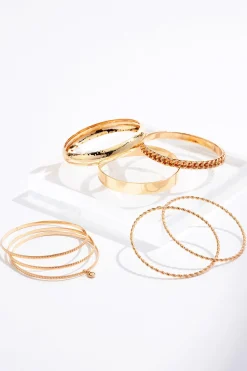 Cato Xl Textured Chain Bangle Set> Bracelets