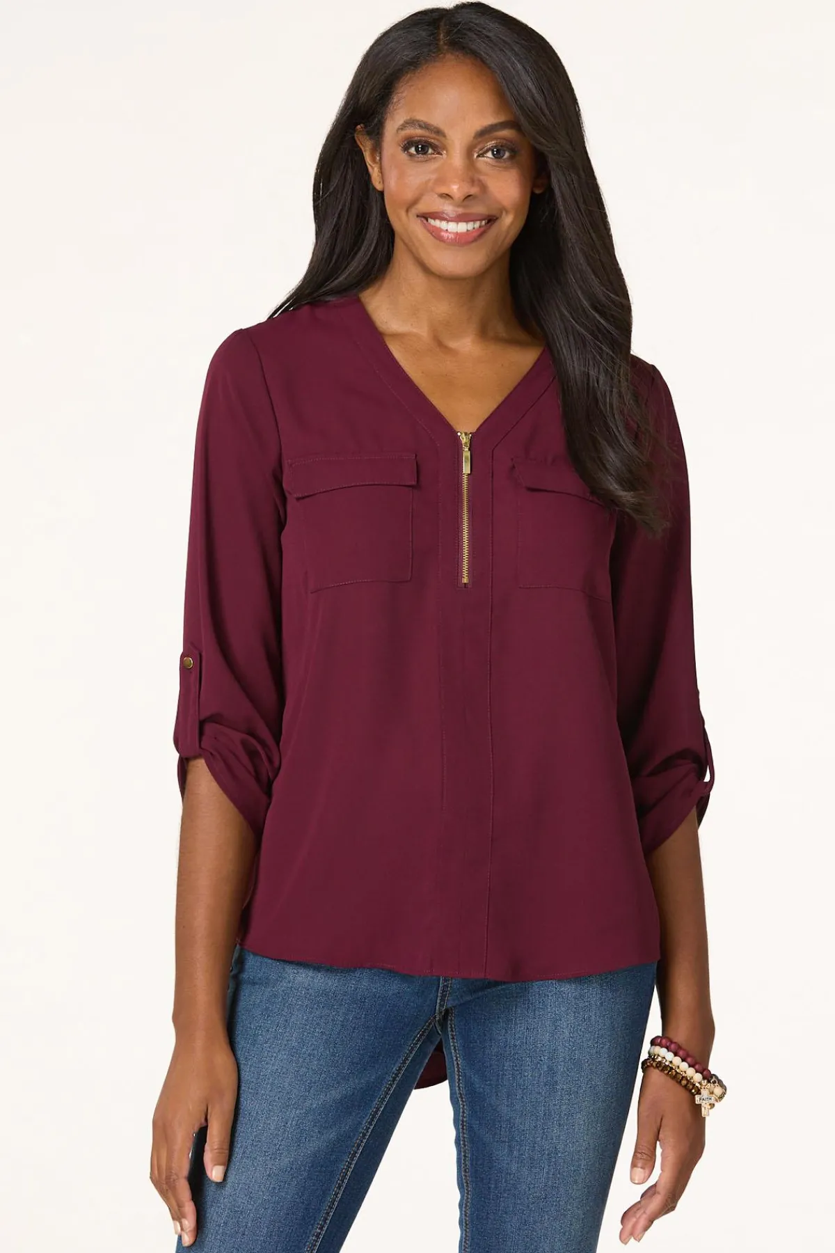 Cato Zip Front Equipment Top> Tops