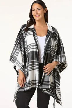 Cato Zip Up Plaid Poncho> Cold Weather